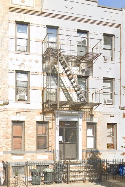 A fire escape on the side of a building.